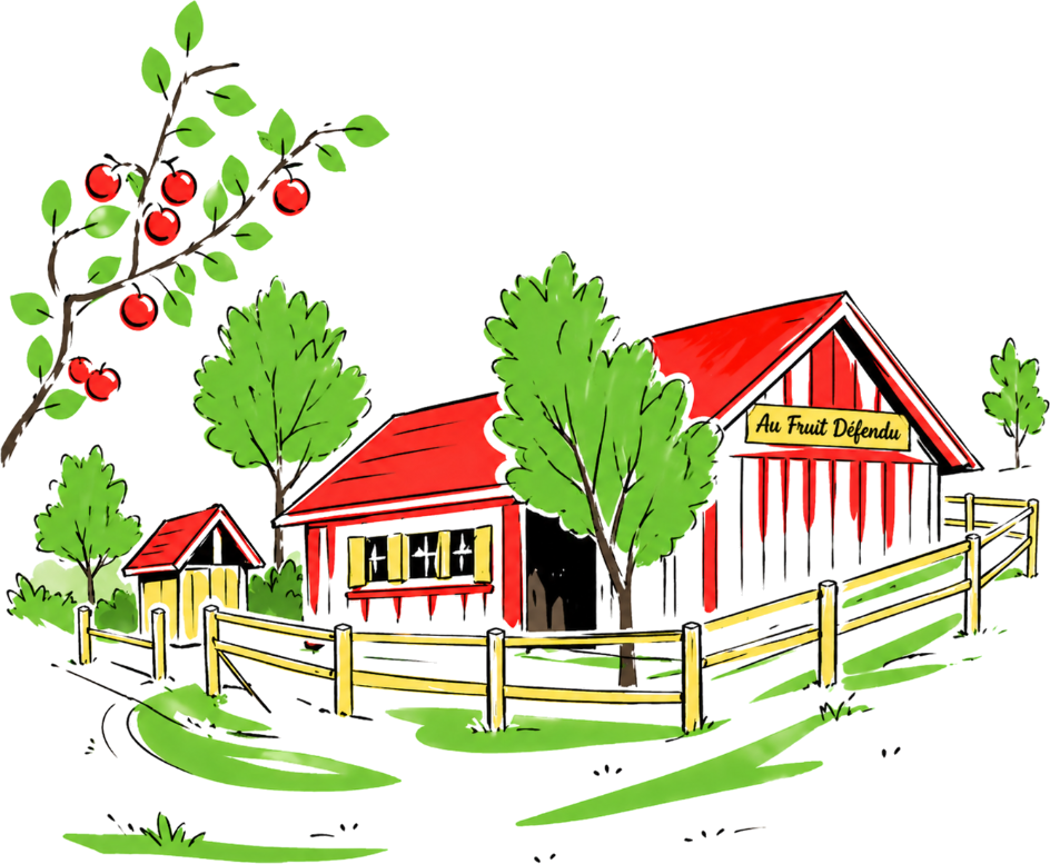 Le chalet Au Fruit D&eacute;fendu et son verger